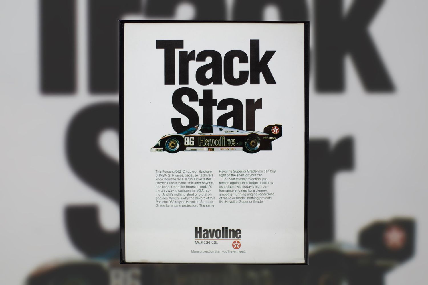 Porsche 962 - Havoline Track Star | Type Schrift