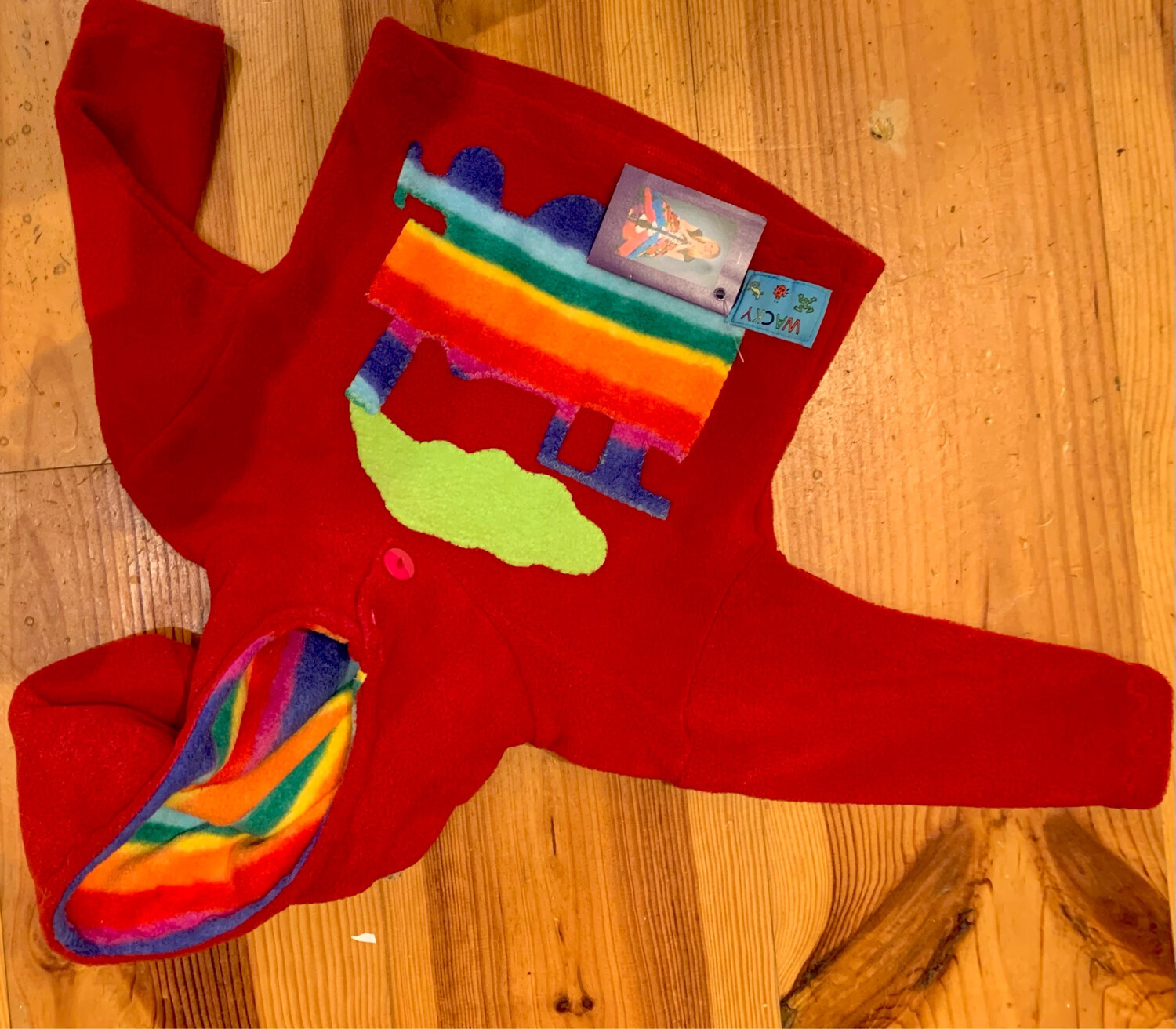 Handcrafted Fleece Jacket Red 6 To 12 Months