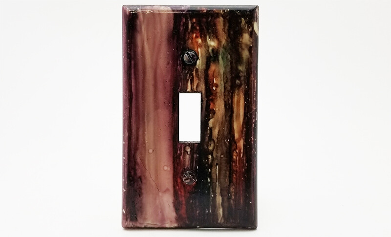 Alcohol Ink Light Switch Wall Plate Cover - Brown/Tan