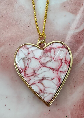 Pink Marble Heart Pendant