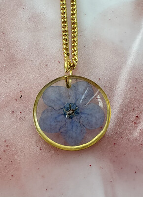 Round Forget Me Not Pendant