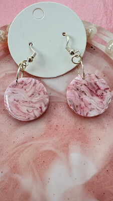 Pink Marble Hanging Earrings