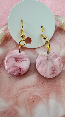 Pink Marble Dangle Earrings