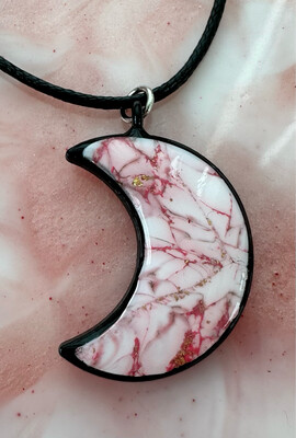 Pink Marble Moon Pendant