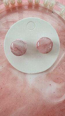 Pink Marble Stud Earrings