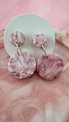 Pink Marble Dangle Earrings