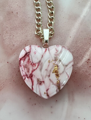Pink Marble Heart Pendant