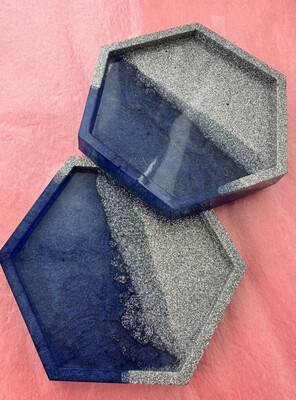Royal Blue And Silver Coasters
