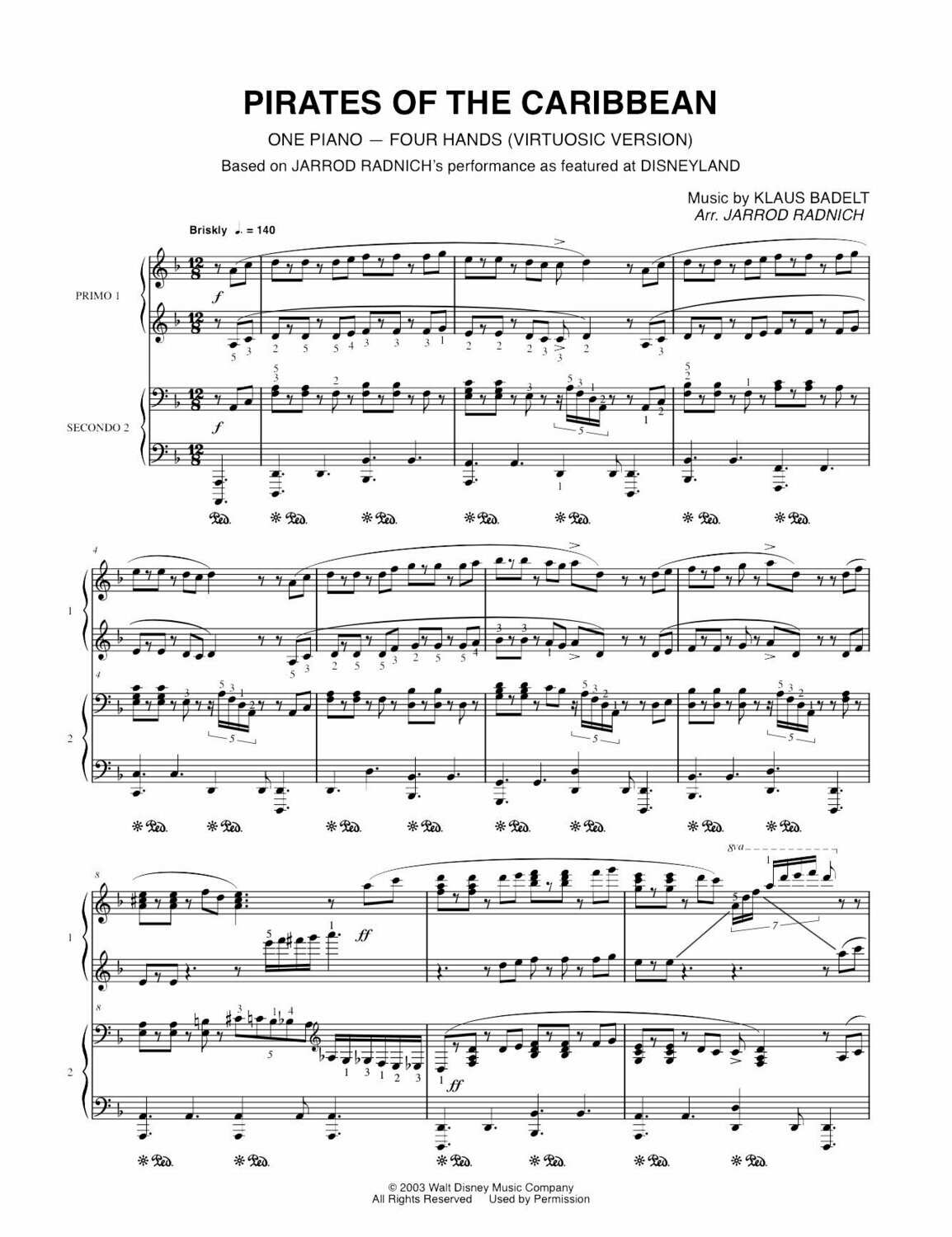 Pirates of the Caribbean — 4 Hand (Virtuosic Version) Pirates of the Caribbean — 4 Hand (Virtuosic Version)