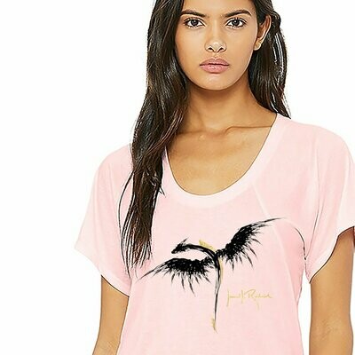 Woman's Official Piano Dragon Flowy Tee - in Light Pink