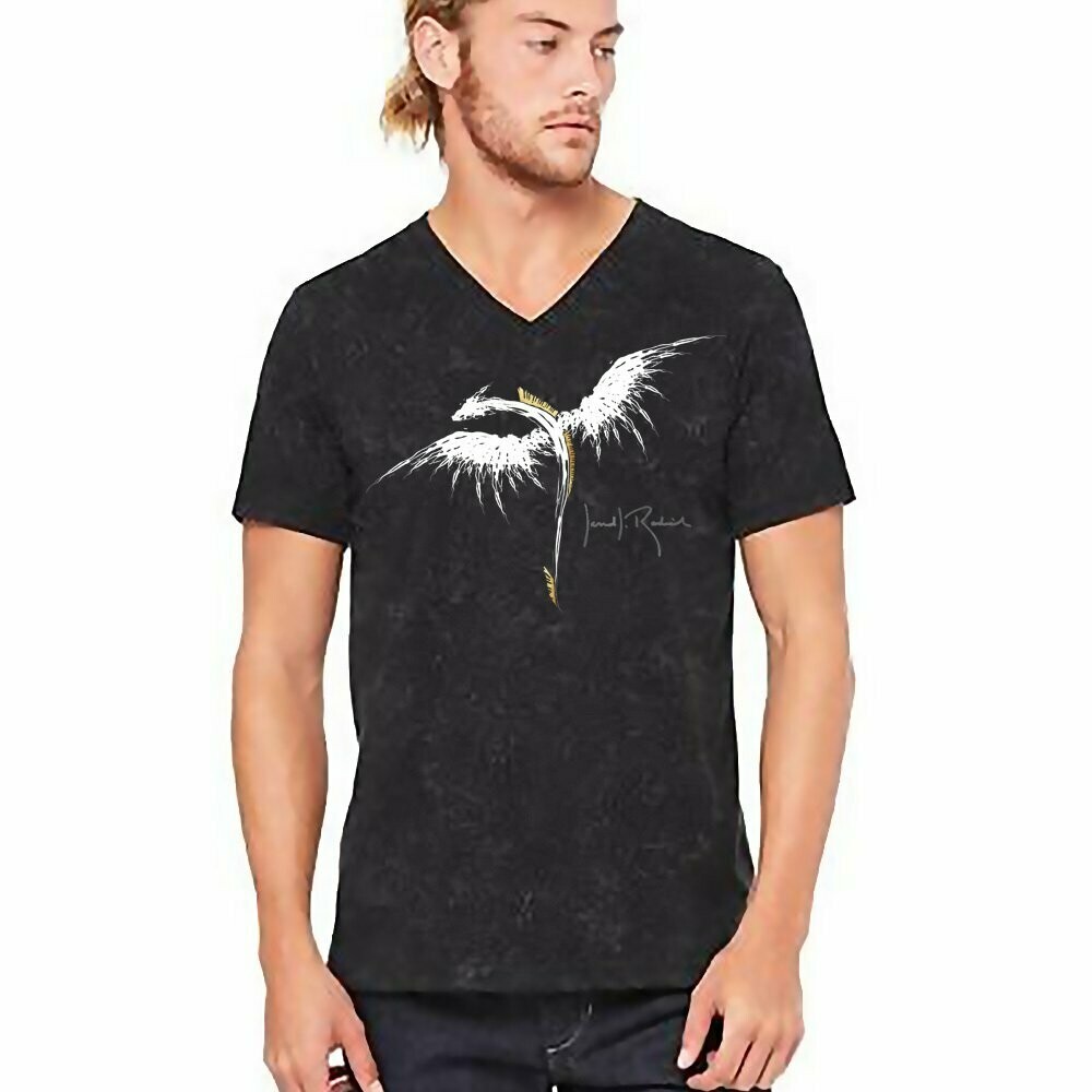 Men's Official Piano Dragon V-Neck Tee - in Mineral Washed Black (Unisex sizing offered) Men's Official Piano Dragon V-Neck Tee - in Mineral Washed Black (Unisex sizing offered)