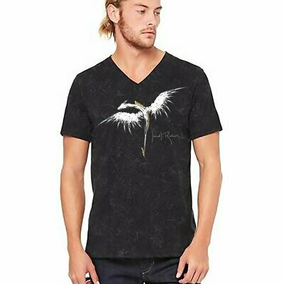 Men's Official Piano Dragon V-Neck Tee - in Mineral Washed Black (Unisex sizing offered)