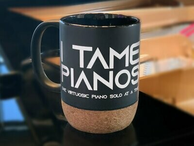 "I Tame Pianos - One Virtuosic Piano Solo at a Time" - Jarrod Radnich Signature Cork Bottom Premium Mug (hover to see back side)