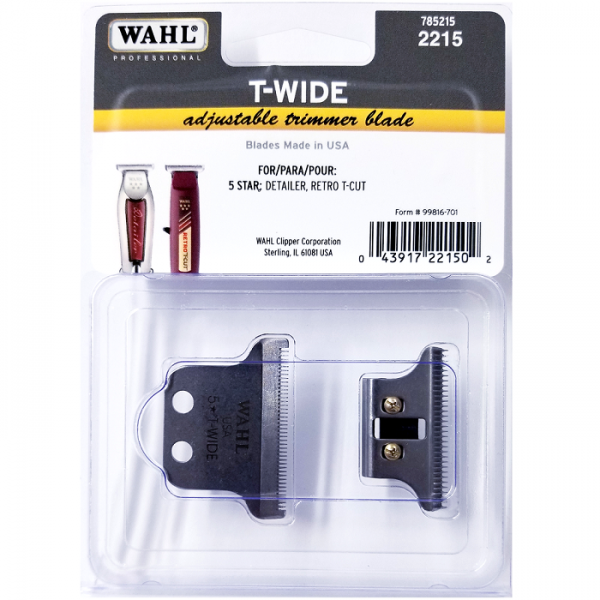 WAHL T-WIDE ADJUSTABLE TRIMMER BLADE FOR 5 STAR DETAILER, RETRO T-CUT #2215