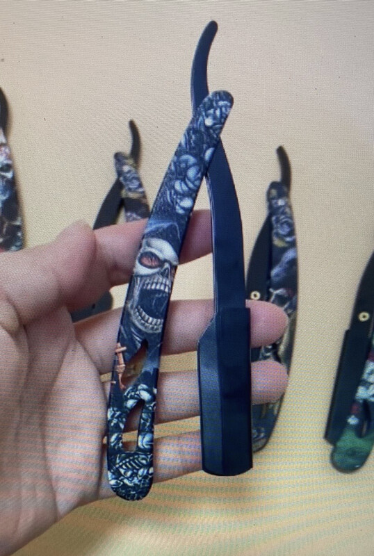 All Metal Skull Razor W/ Leather Pouch