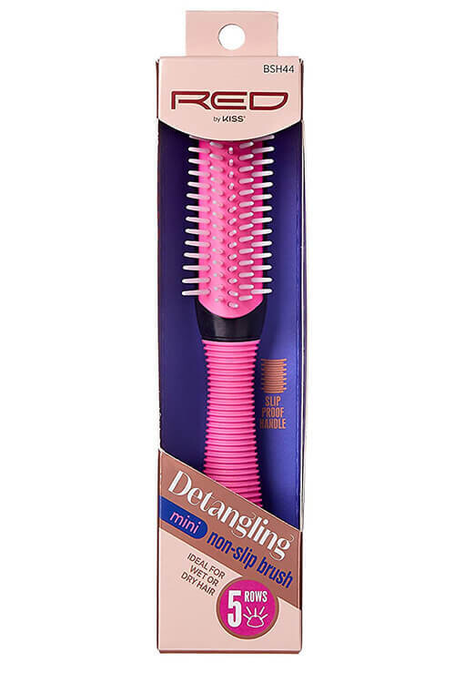 Red BSH44 5-Row Mini Non-Slip Detangling Brush