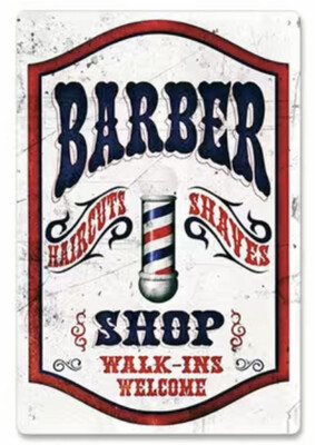 Metal Tin Sign (8''x12''), Barber Vintage Plaque Decor