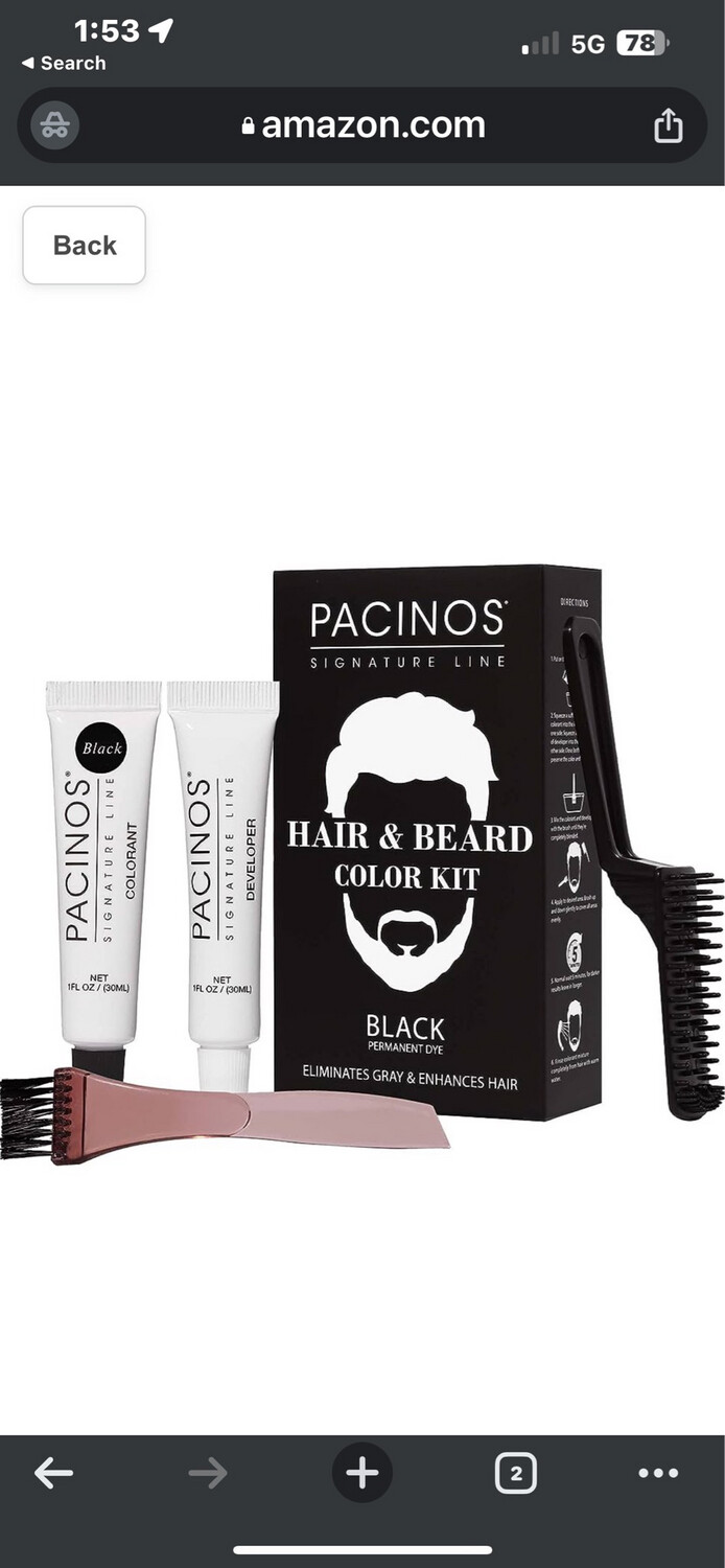 Pacinos Hair &amp; Beard Color Kit (Black)