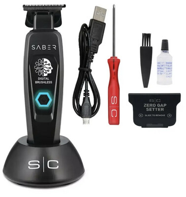 Saber - Professional Full Metal Body Digital Brushless Motor Cordless Hair Trimmer - Black