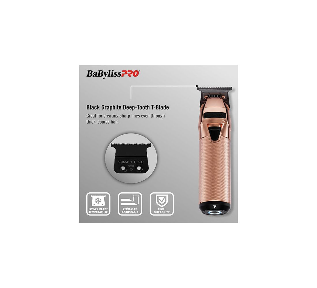 BaByliss PRO FXOne Rose GoldFX All-Metal Interchangeable-Battery Cordless Trimmer (FX799RG)