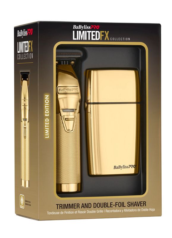 BaByliss PRO LimitedFX Gold Trimmer &amp; Double Foil Shaver Prepack