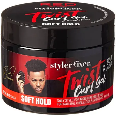 RED by Kiss X Bow Wow Styler Fixer Twist Curl Gel, Soft Hold for Afro Hair, Moisturizing with Coconut Scent, Ideal for 360 Waves &amp; Twists