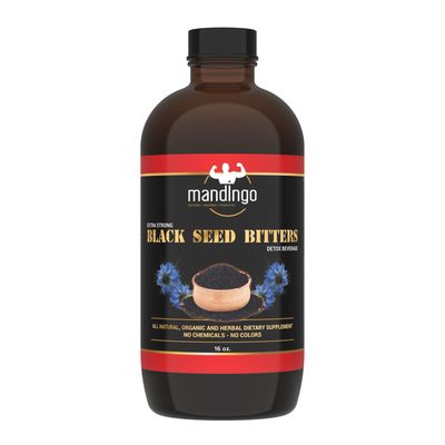Mandingo Extra Strength Black Seed Bitters with Sea Moss, Ginger &amp; Milk Thistle | Herbal Detox &amp; Immune Support | Organic, Vegan, Non-GMO | 16 oz