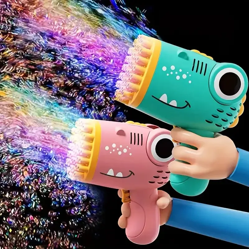 dinosaur bubble machine fully automatic toy bubble gun without battery without bubble liquid outdoor wedding activity props Gatling multi-hole bubble gun Christmas toy gift
