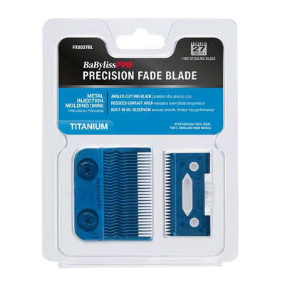 BabylissPro Blue Titanium Metal Injection Molded (MIM) Precision Fade Blade 27 Tooth #FX8027BL