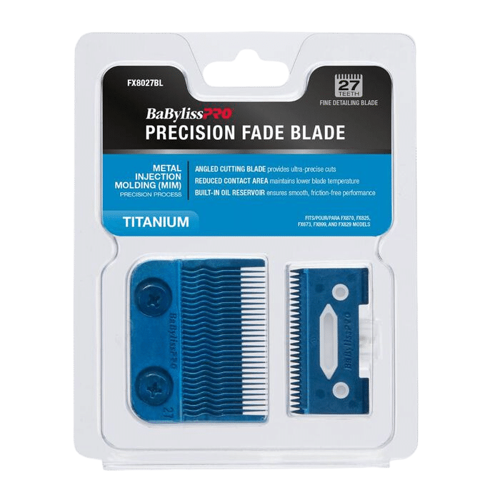 BabylissPro Blue Titanium Metal Injection Molded (MIM) Precision Fade Blade 27 Tooth #FX8027BL