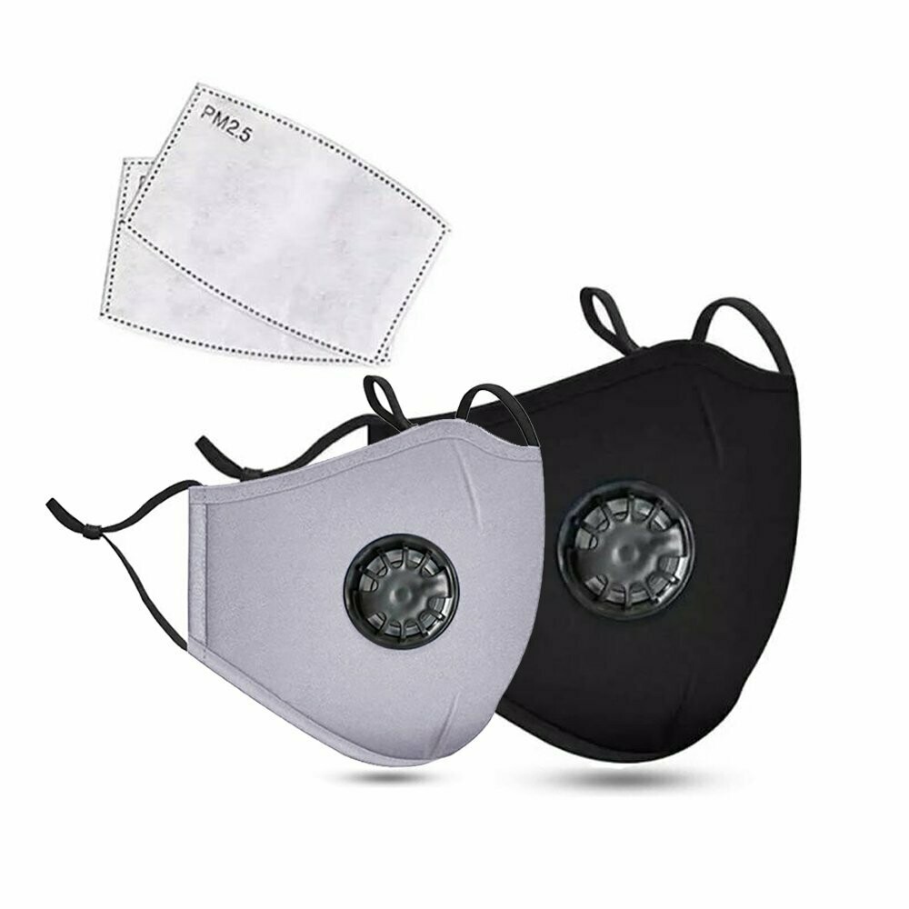 Cotton Mask Set - Black & Grey - 2 stuks
