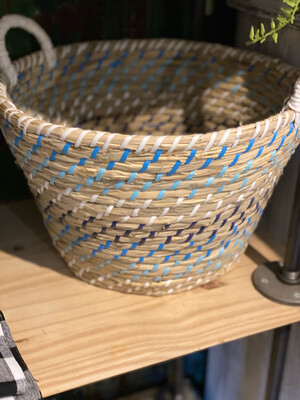 Medium Blue/natural Round Basket