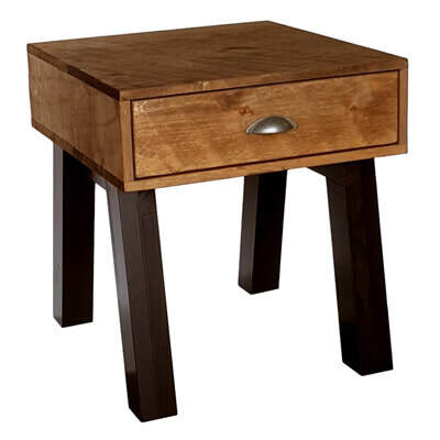 Arran Lake End Table - Black Legs With Hand Planed Classic Stain Top 22" W x 17.5" D x 24" H