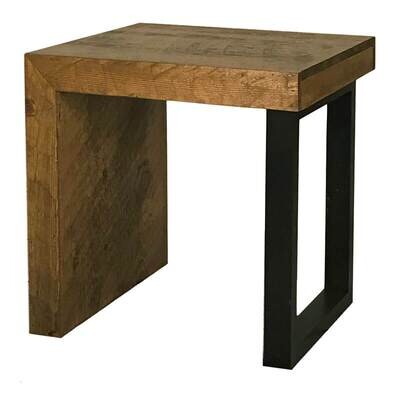The Bruce End Table - Black Legs With Hand Planed Classic Stain Top 20W x 24D x 24H