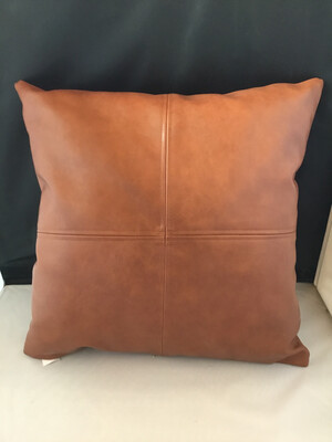 Faux Leather Toss Cush. Cover 18*18 Brown Front Seams