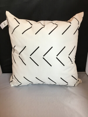 White Cushion Cover W/black V Lines 18*18
