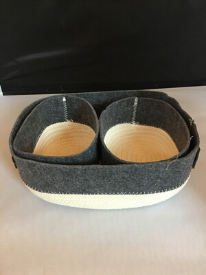 Set Of 3 Baskets Grey/Natural/White