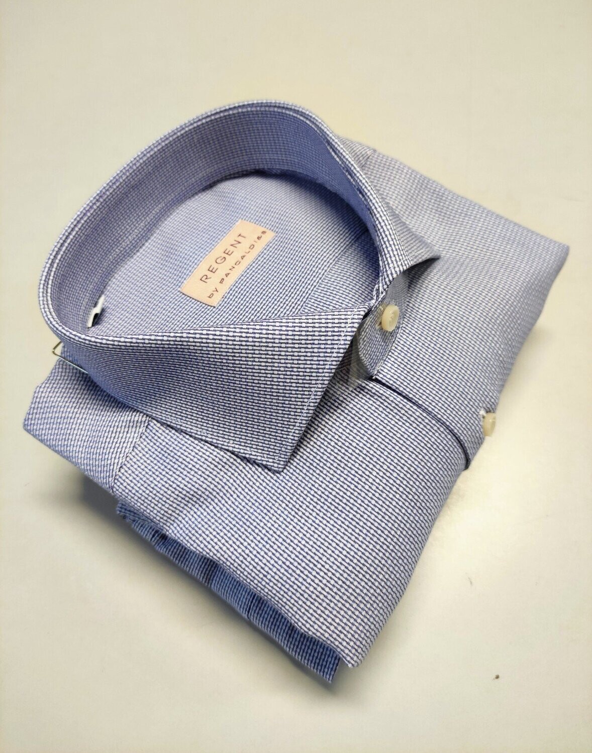 Regent Camicia 5P177 Micro Azzurra Rex