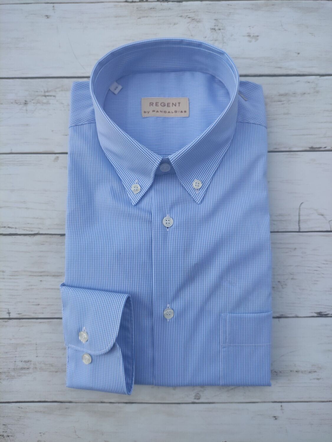 Regent Camicia 5S198 Rex Azzurro Quadretto, Taglia: 39