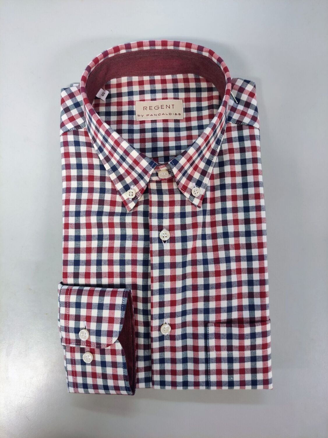 Regent Camicia 5S172 Flanella Rex  Blu-Rosso, Taglia: 40