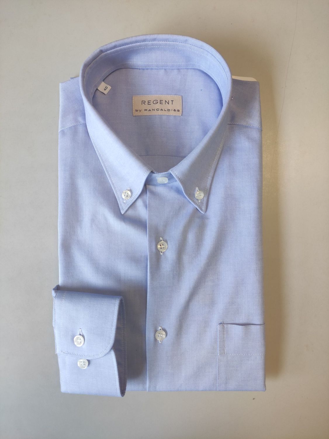 Regent Camicia 3B129 Azzurro Bottom Down, Taglia: 39