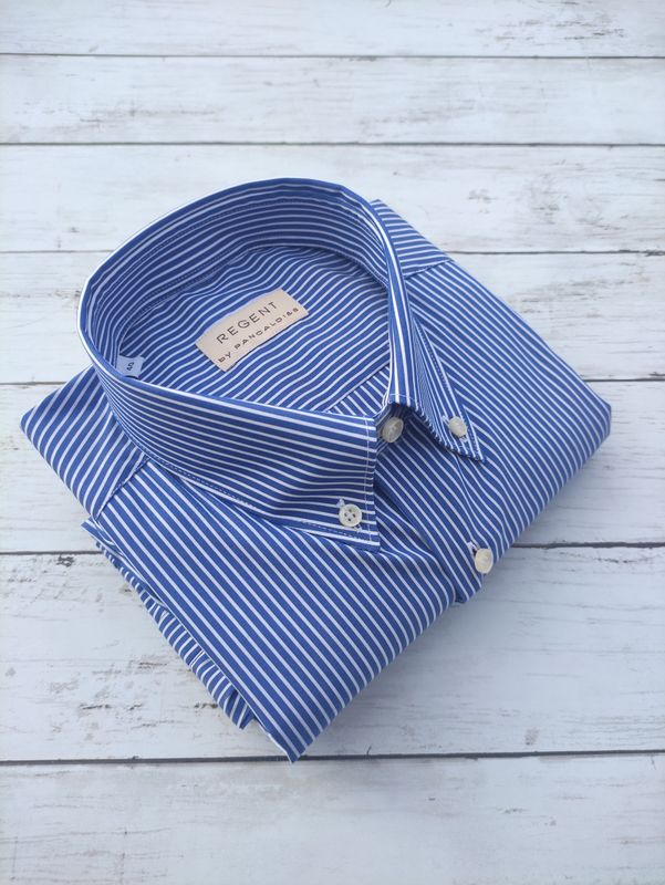 Regenty Camicia 5V169 Rigata Azzurro