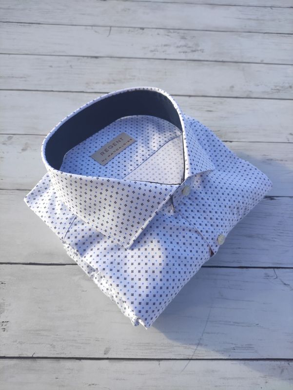 Regent Camicia 5V157  Slim Bianco Microfantasia
