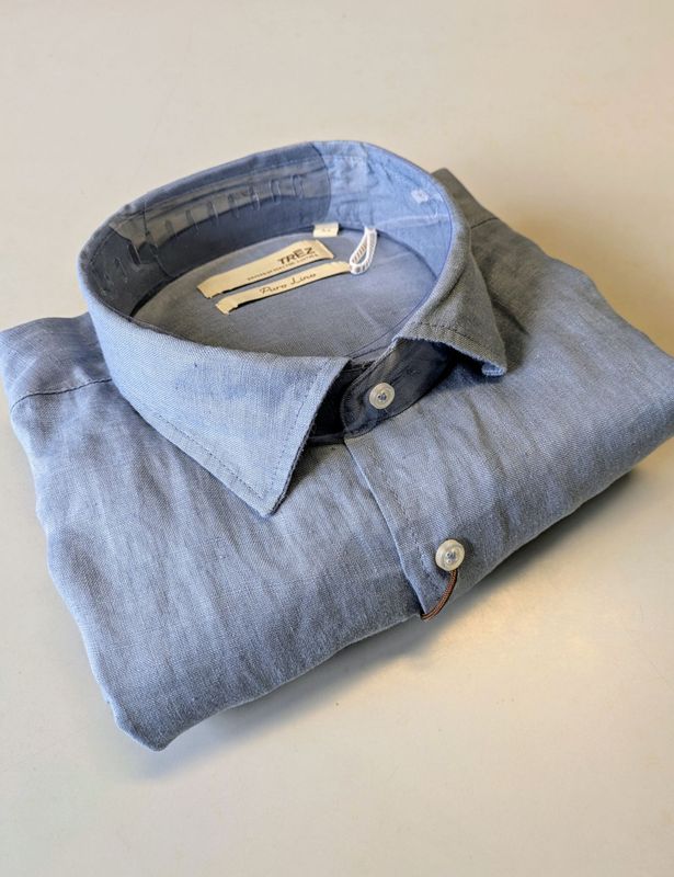 Trez Camicia Celsio Puro Lino Azzurro