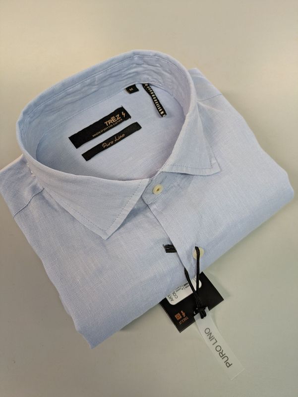Trez Camicia Celsio Lino Azzurro