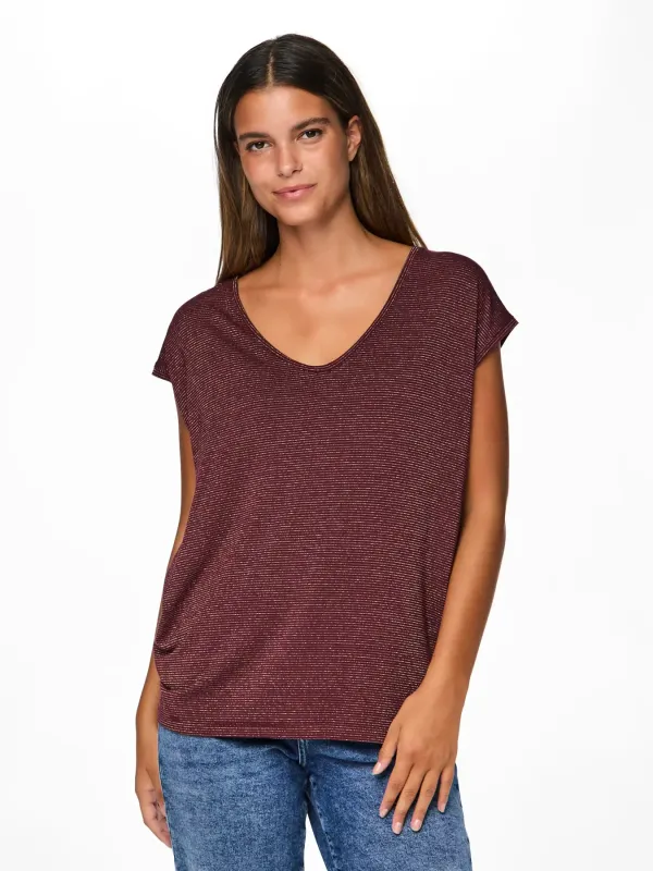 Pieces T-shirt Billo Bordeaux Lurex