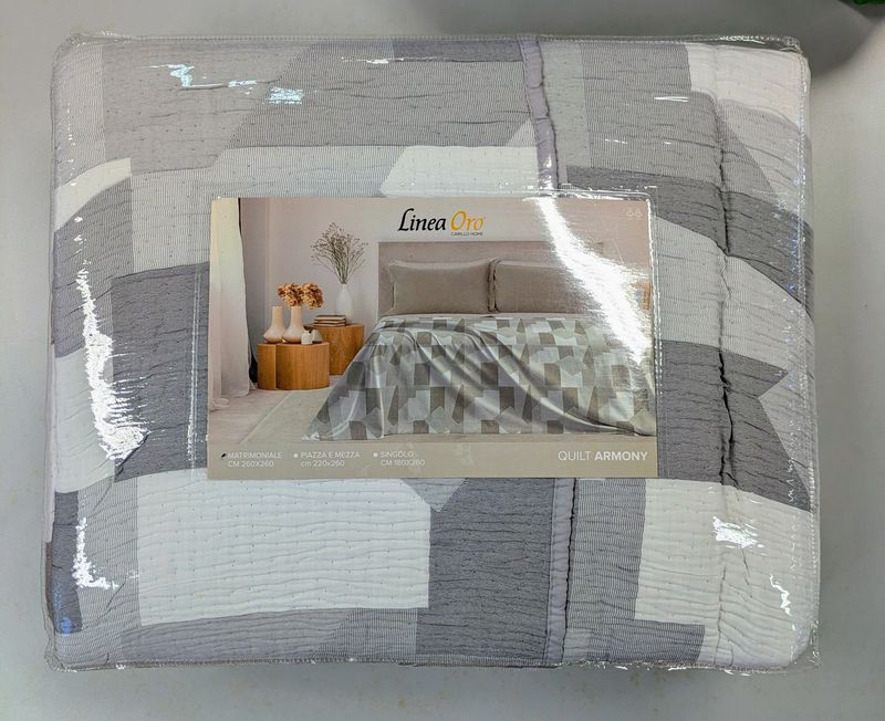 Trapuntino Estivo Matrimoniale Linea Oro Armony Grigio