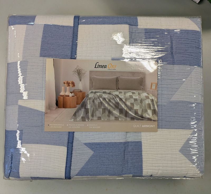 Trapuntino Estivo Matrimoniale Linea Oro Armony Azzurro