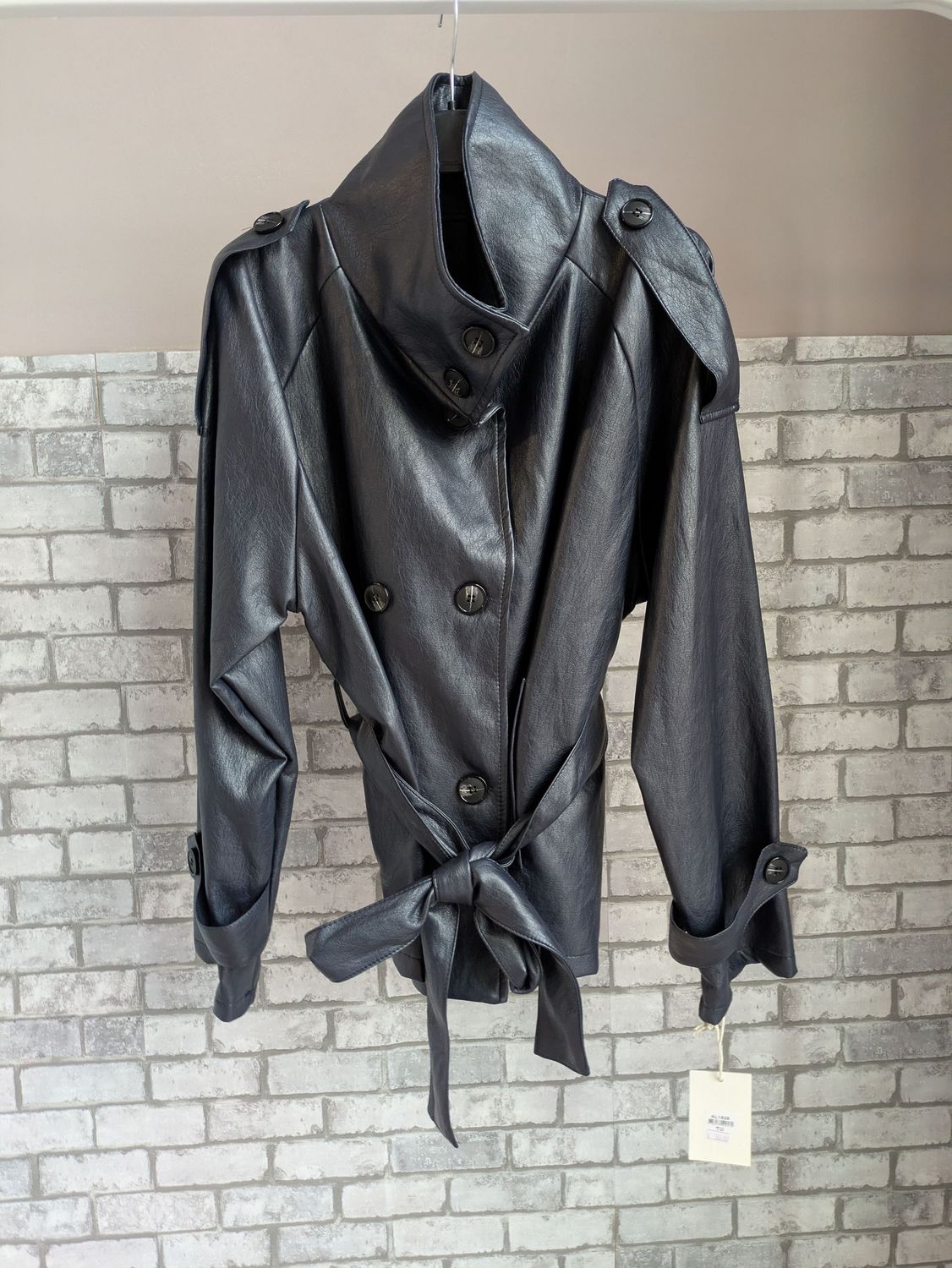 Giacca Doppiopetto Ecopelle Alesia Nero