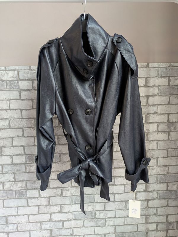 Giacca Doppiopetto Ecopelle Alesia Nero Giacca Doppiopetto Ecopelle Alesia Nero